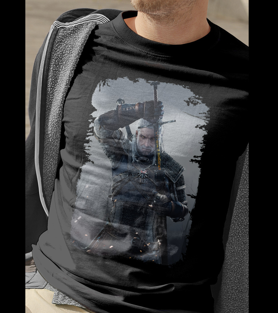 The Witcher Wild Hunt Geralt Sword Action Scene T-Shirt