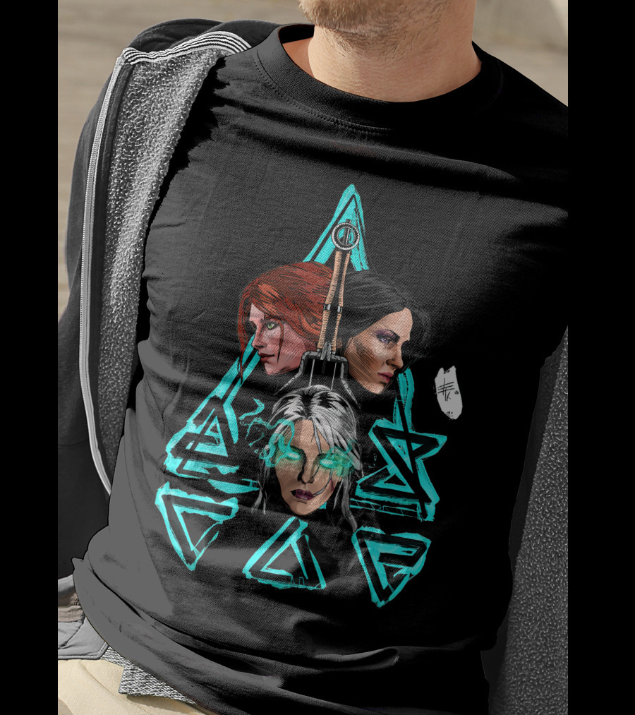 Geralt's Girls Glow Wild Hunt Witcher Triangle Warriors T-Shirt