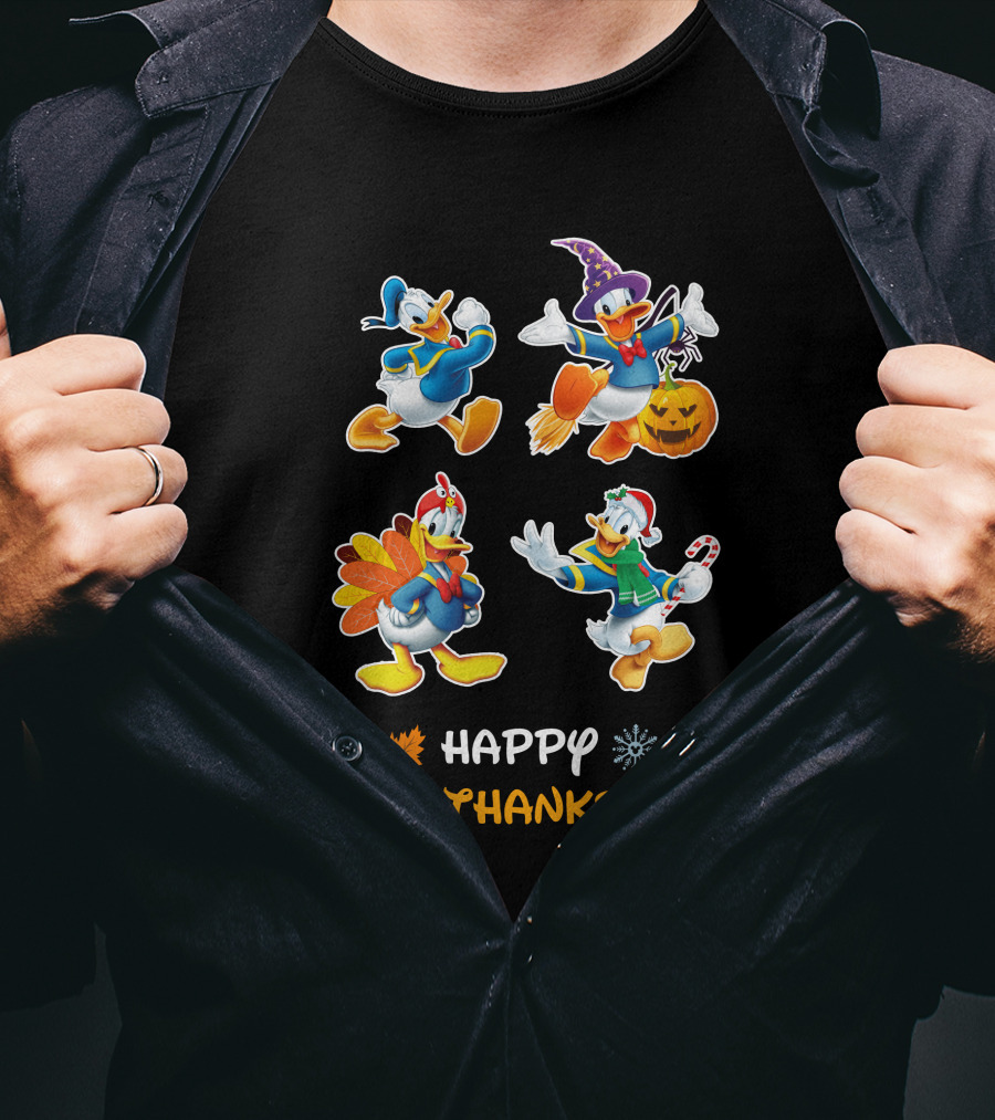 Happy HalloThanksMas Donald Duck Seasonal Characters T-Shirt