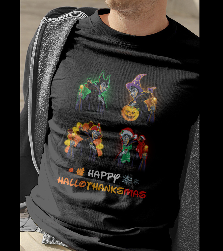 HAPPY HALLOTHANKSMAS MALEFICENT Halloween Thanksgiving Christmas T-Shirt