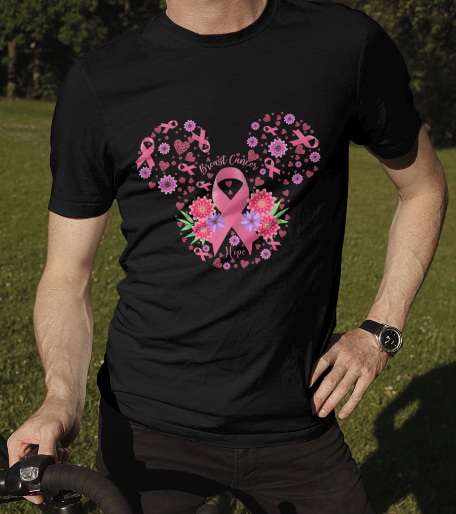 Breast Cancer Hope Pink Ribbon Floral T-Shirt
