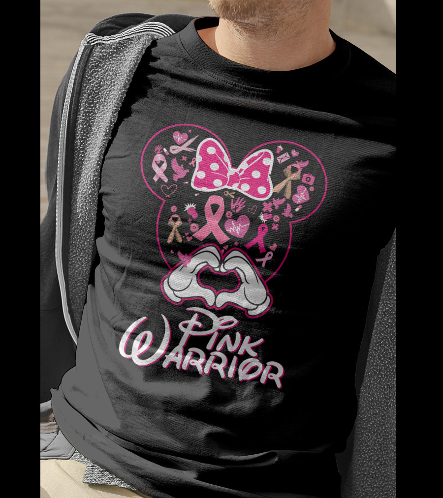 Pink Warrior Minnie Mouse Breast Cancer Awareness T-Shirt