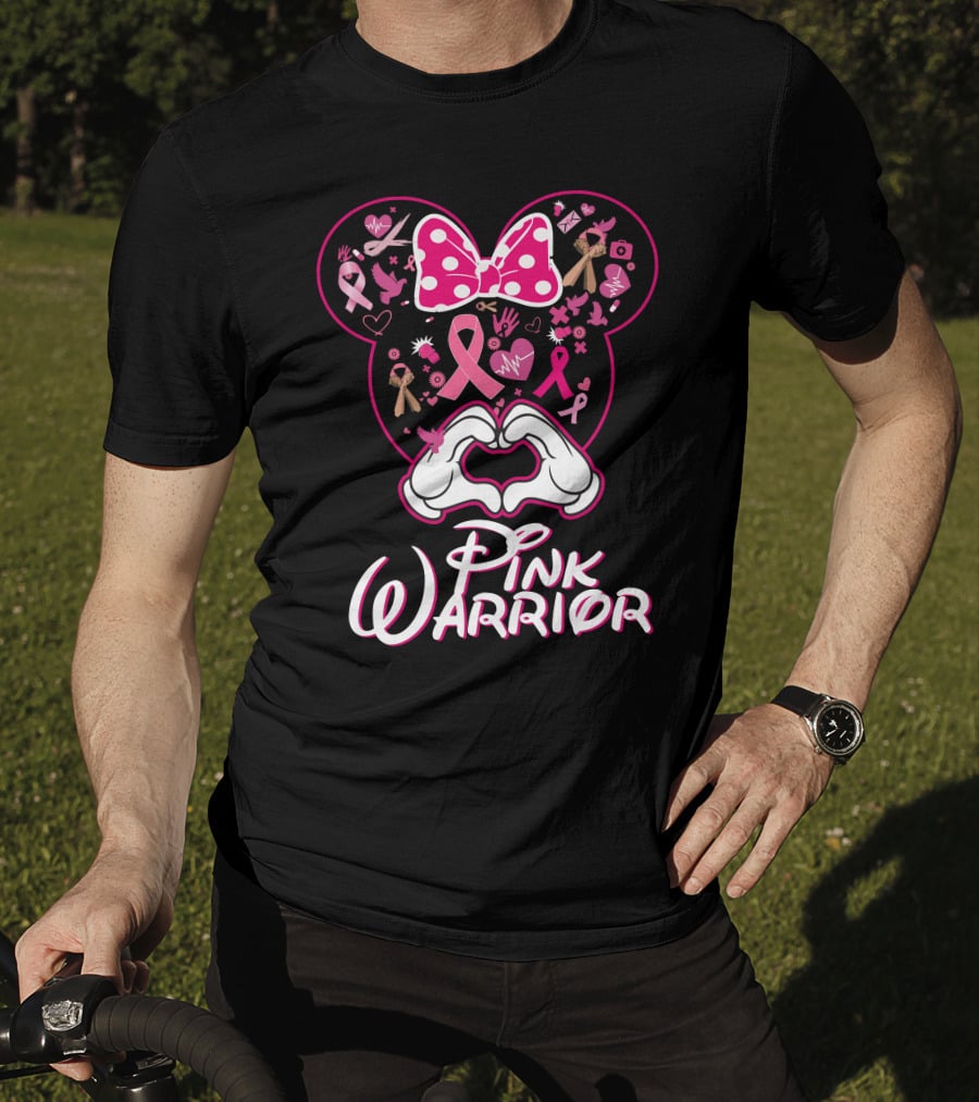 Pink Warrior Minnie Mouse Breast Cancer Awareness T-Shirt