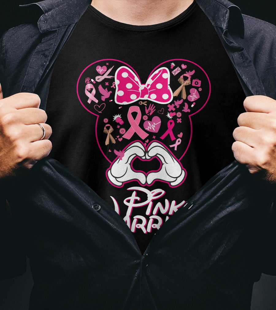 Pink Warrior Minnie Mouse Breast Cancer Awareness T-Shirt