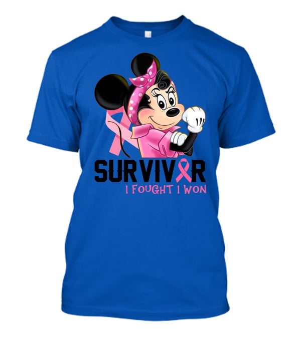 Survivor I Fought I Won Minnie Pink Ribbon Breast Cancer Awareness T-Shirt