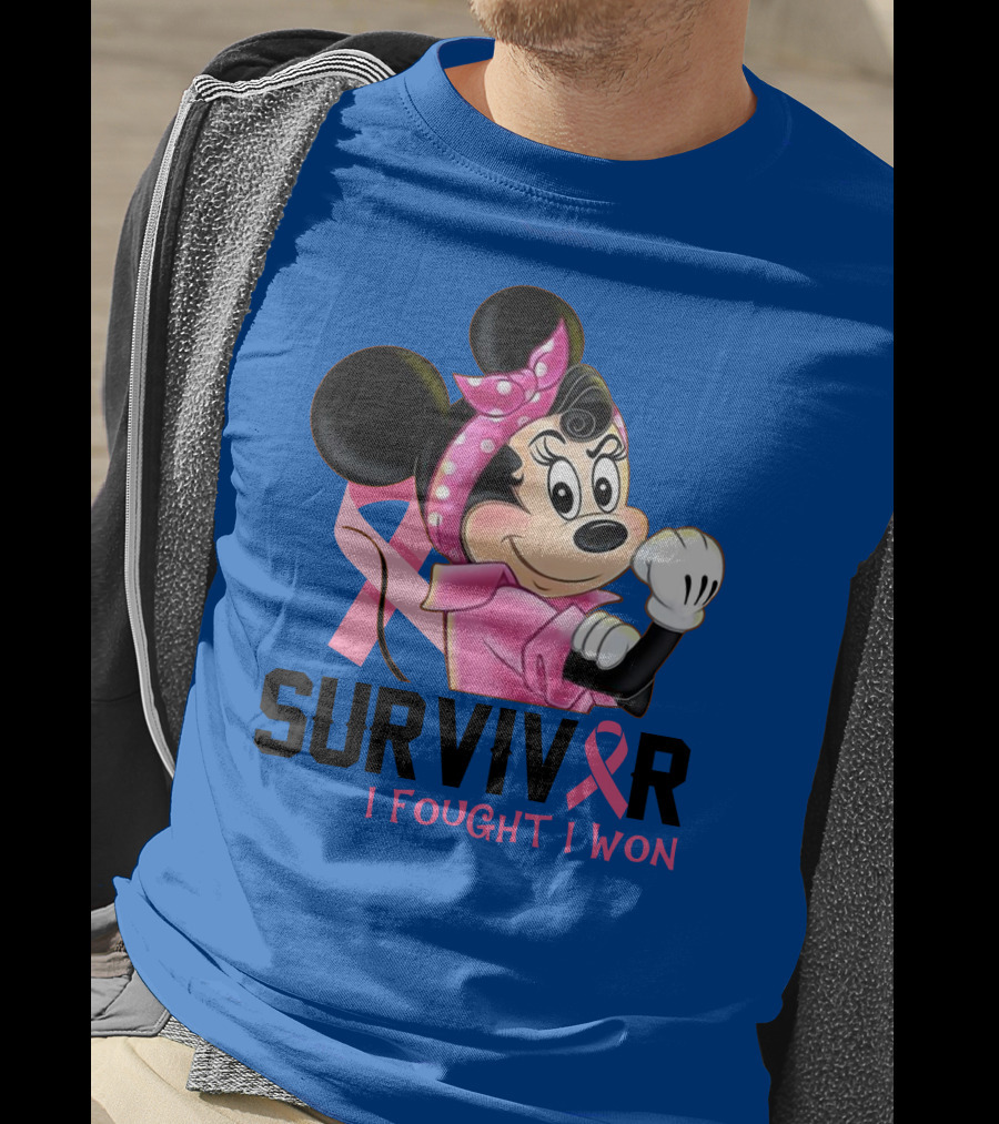 Survivor I Fought I Won Minnie Pink Ribbon Breast Cancer Awareness T-Shirt