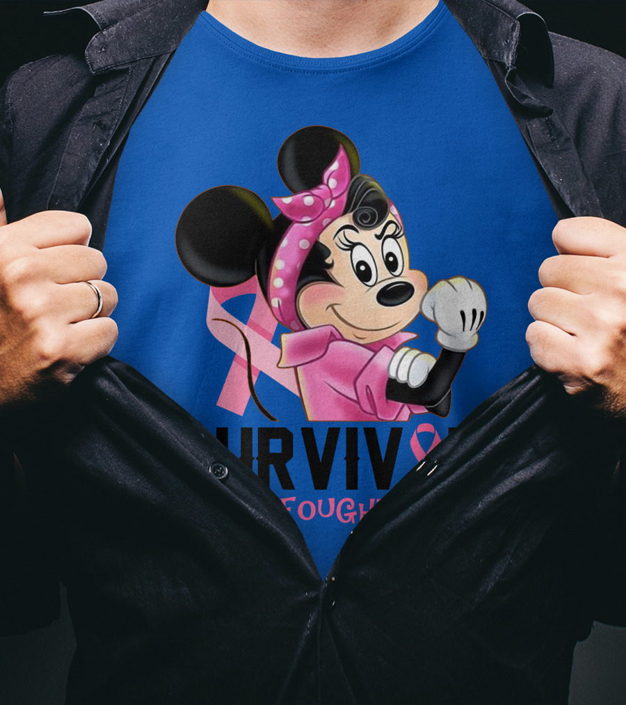 Survivor I Fought I Won Minnie Pink Ribbon Breast Cancer Awareness T-Shirt