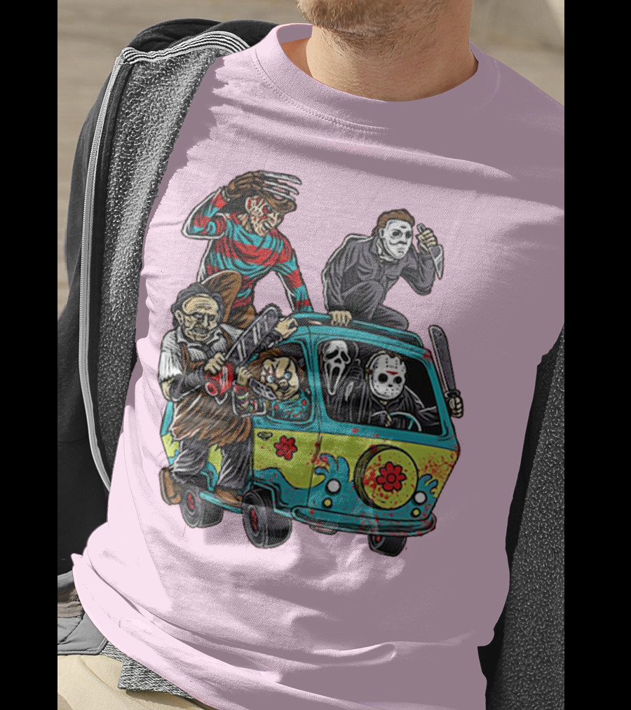 Freddy Jason Michael Leatherface Ghostface Massacre Machine Horror Movie Van T-Shirt