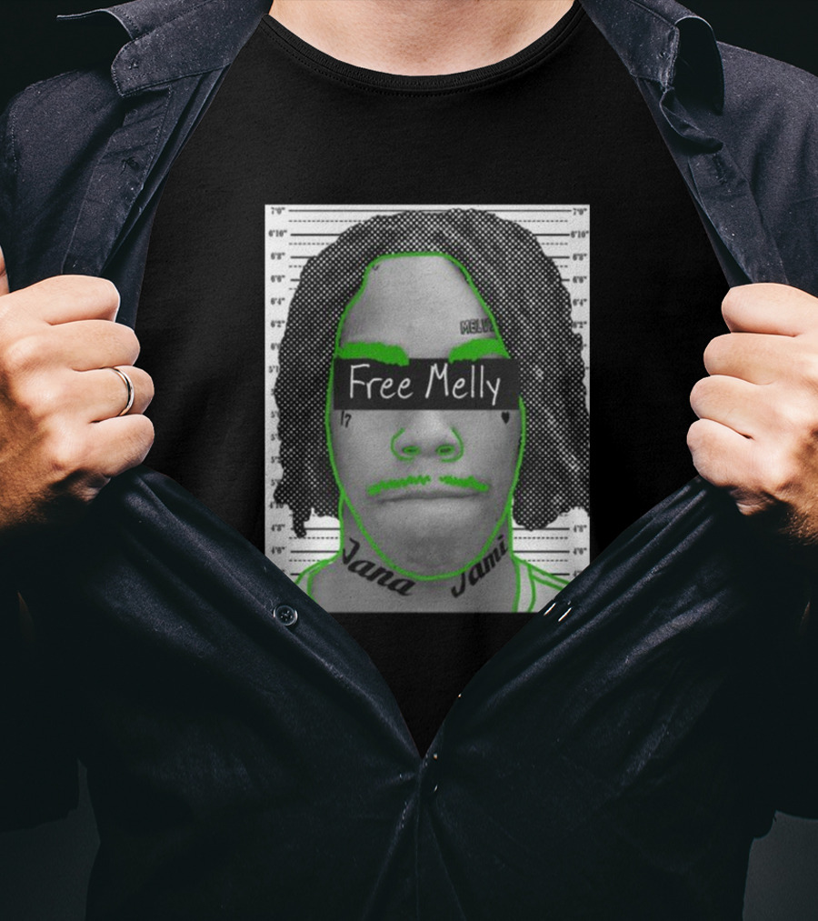 Free Melly Jana Jamell Green Outline Mugshot T-Shirt