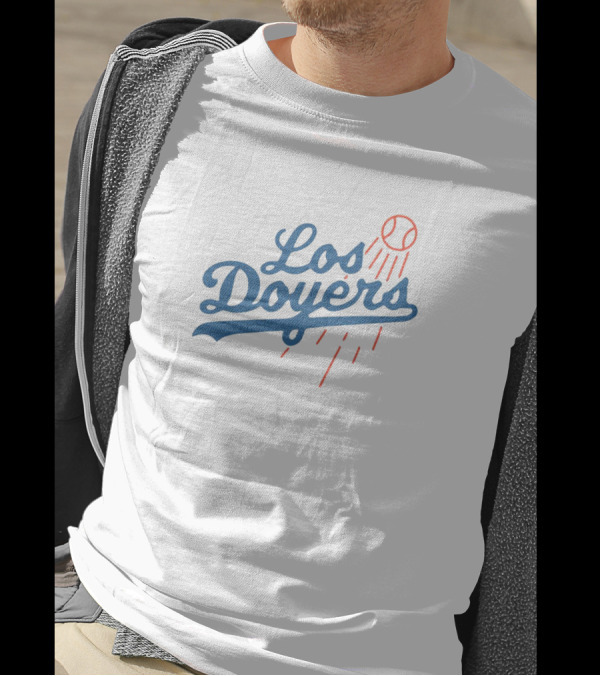 Los Doyers Baseball Theme With Iconic Bat And Ball Elements T-Shirt