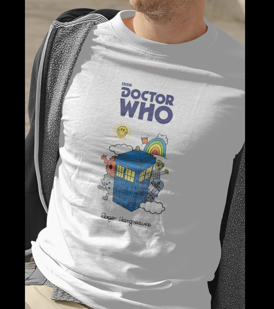 BBC Doctor Who Roger Hargreaves TARDIS Characters Rainbow Sun T-Shirt