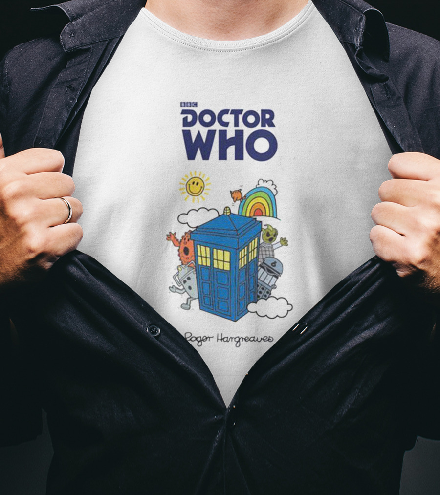 BBC Doctor Who Roger Hargreaves TARDIS Characters Rainbow Sun T-Shirt