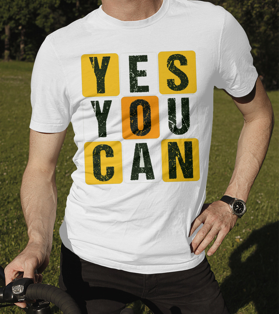 YES YOU CAN Motivation Yellow Orange Black T-Shirt