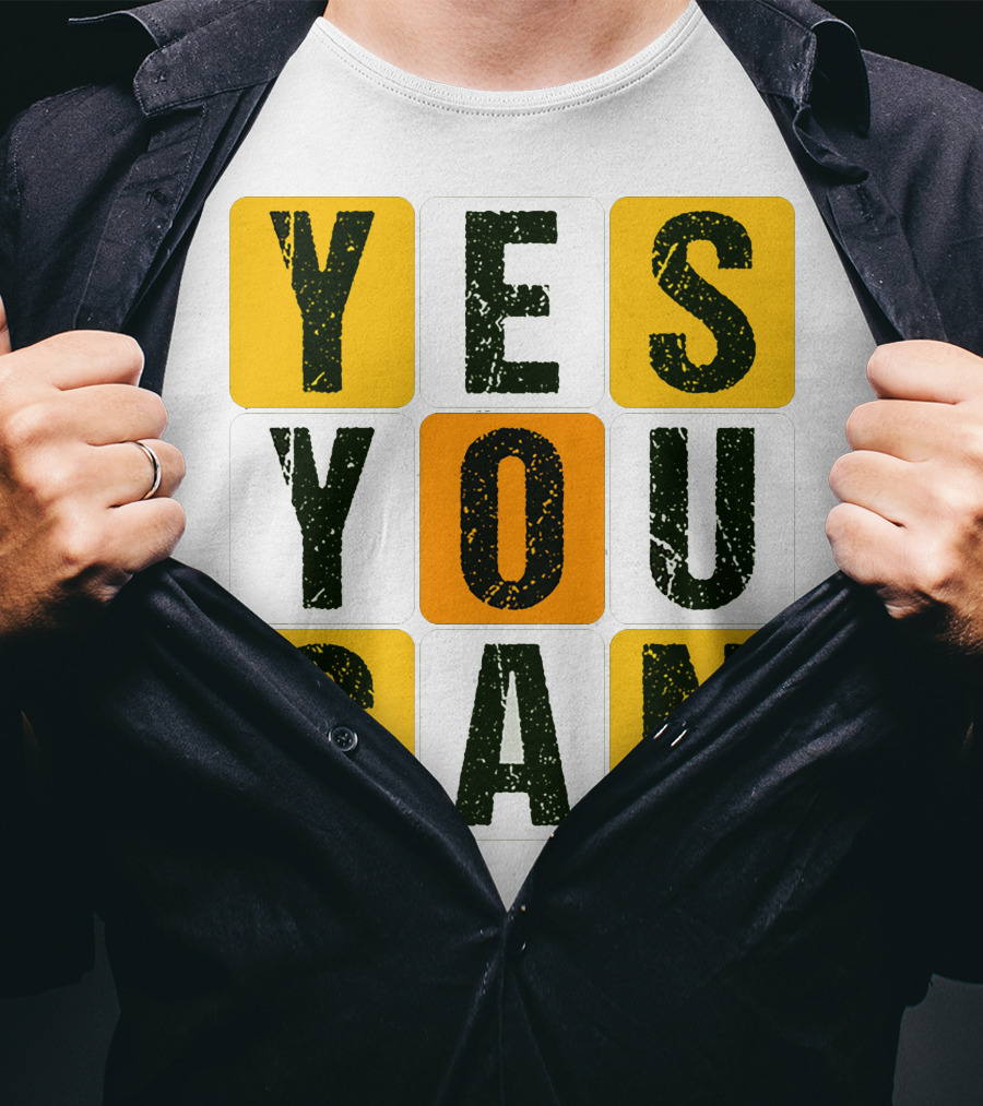 YES YOU CAN Motivation Yellow Orange Black T-Shirt