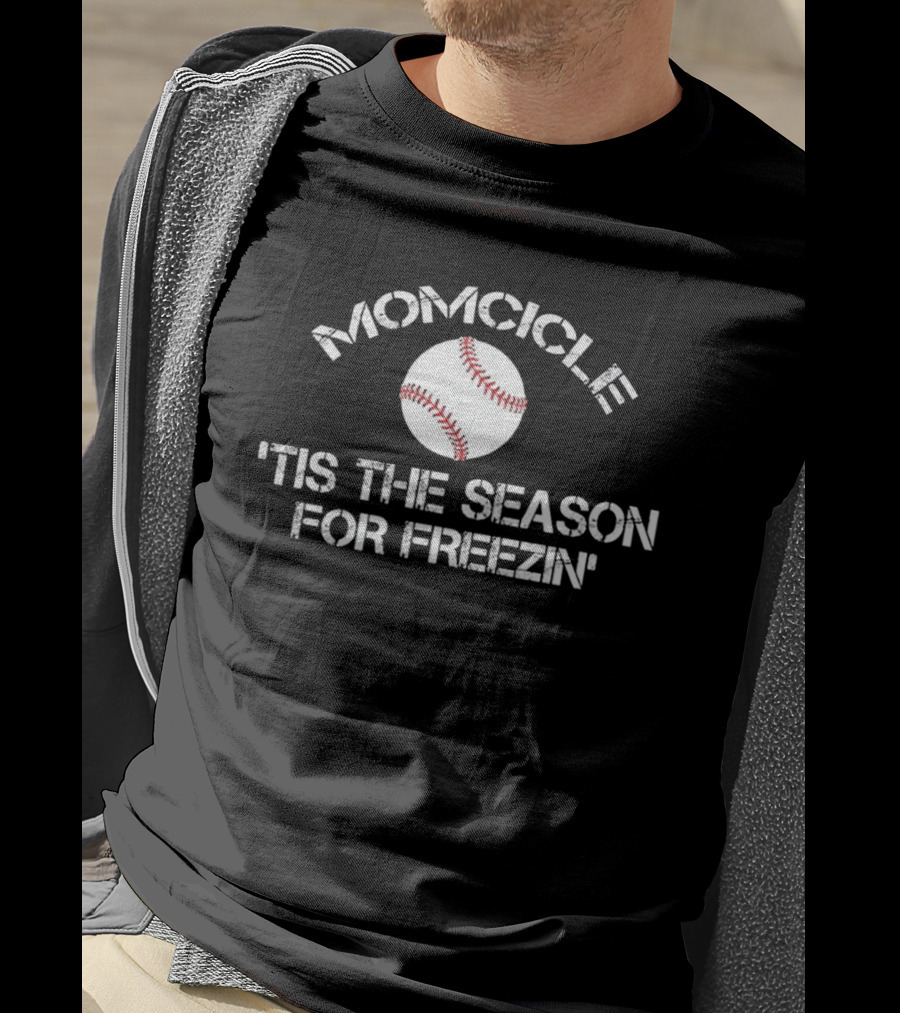 Momcicle Baseball Theme 'Tis The Season For Freezin' Winter Sports T-Shirt