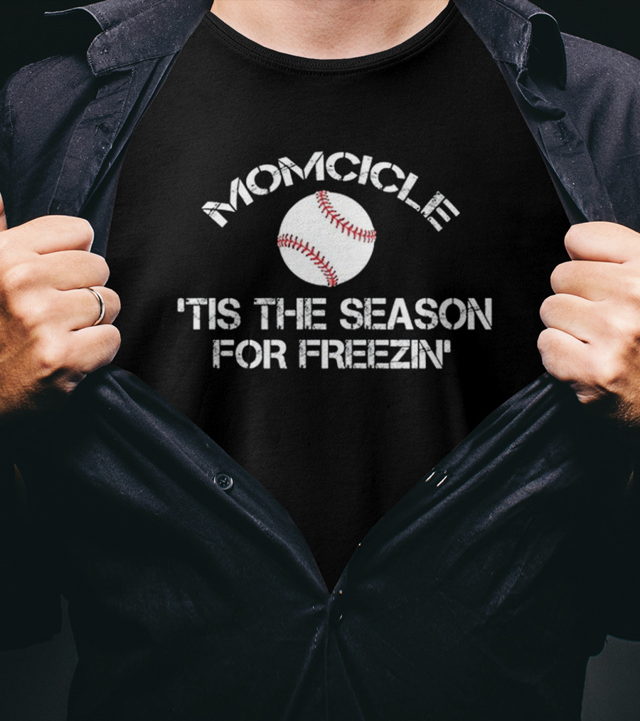 Momcicle Baseball Theme 'Tis The Season For Freezin' Winter Sports T-Shirt