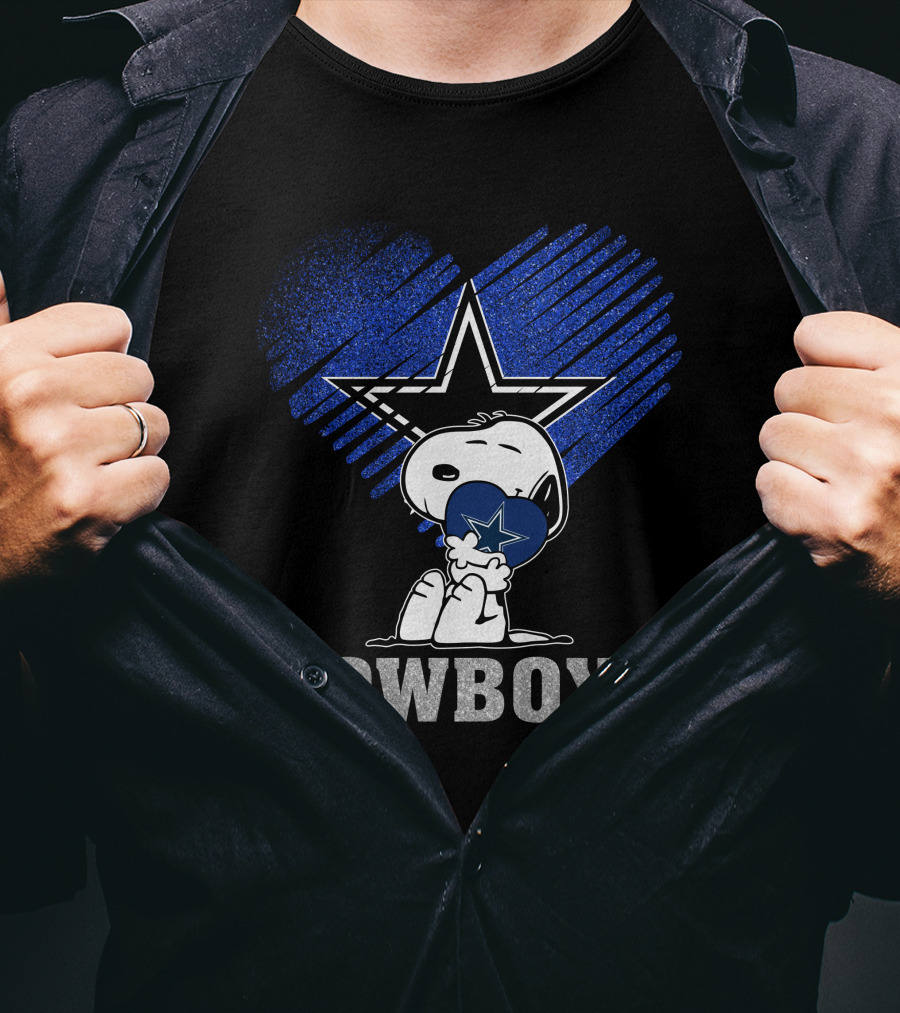 Snoopy Hugging Heart Dallas Cowboys Star T-Shirt