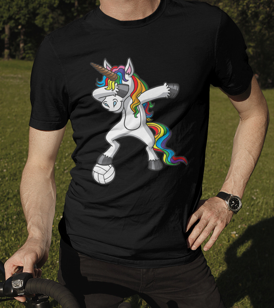 Dabbing Rainbow Unicorn Volleyball T-Shirt