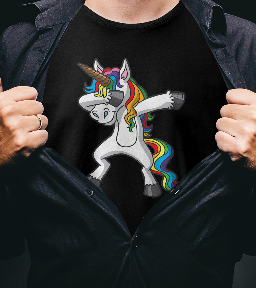 Dabbing Rainbow Unicorn Volleyball T-Shirt