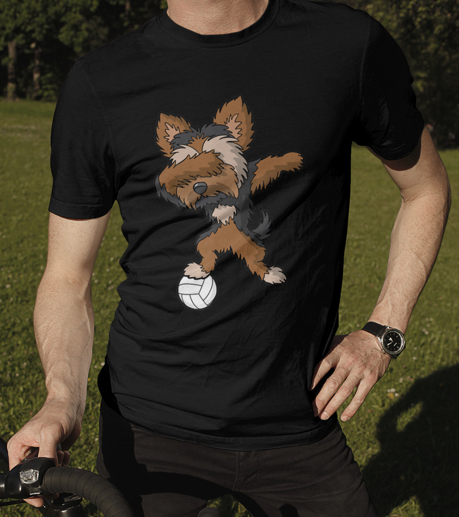 Dabbing Yorkshire Terrier Volleyball Player Coach Team Dog With Ball T-Shirt
