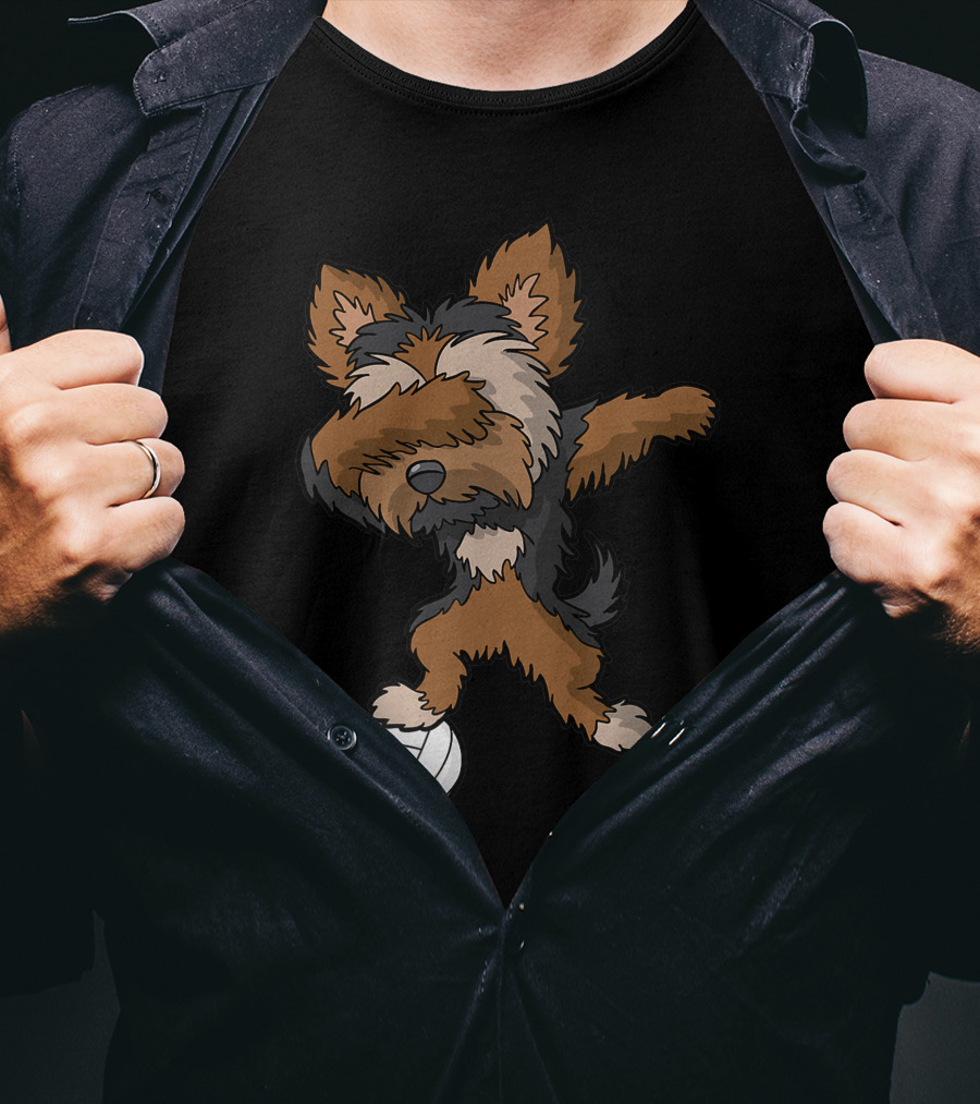 Dabbing Yorkshire Terrier Volleyball Player Coach Team Dog With Ball T-Shirt