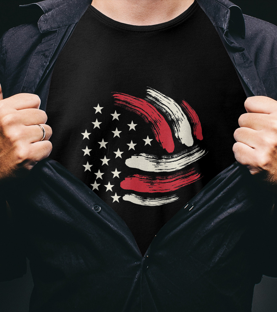 American Flag Patriotic Volleyball Team T-Shirt