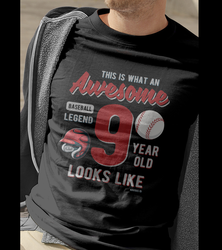 This Is What An Awesome Baseball Legend 9 Year Old Looks Like T-Shirt