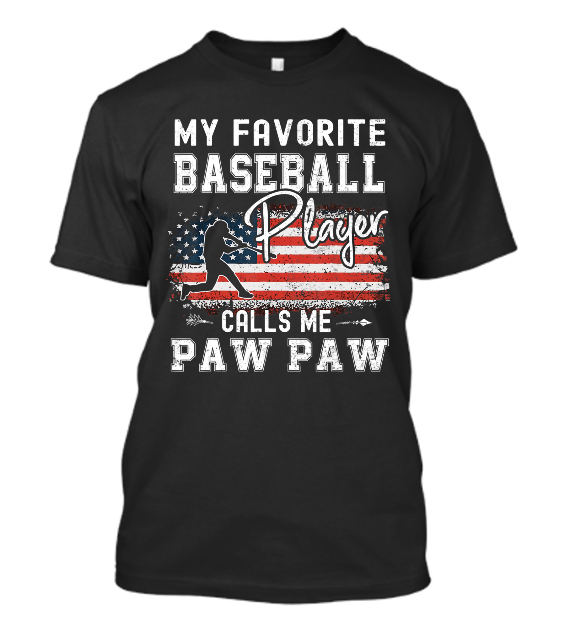 My Favorite Baseball Player Calls Me Paw Paw American Flag T-Shirt