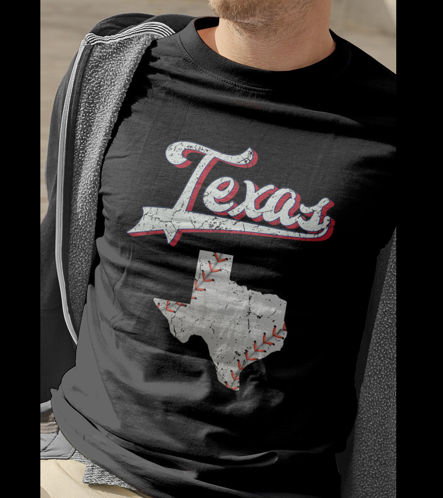Texas Baseball Game Day Vintage Ranger Map T-Shirt