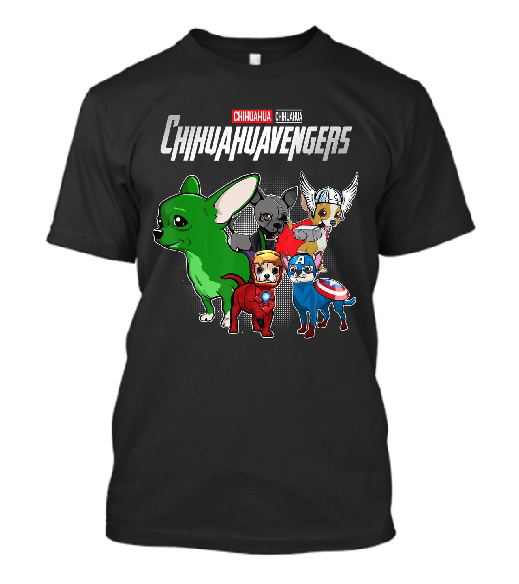 Chihuahuavengers Chihuahua Dog Superhero Group Comic T-Shirt