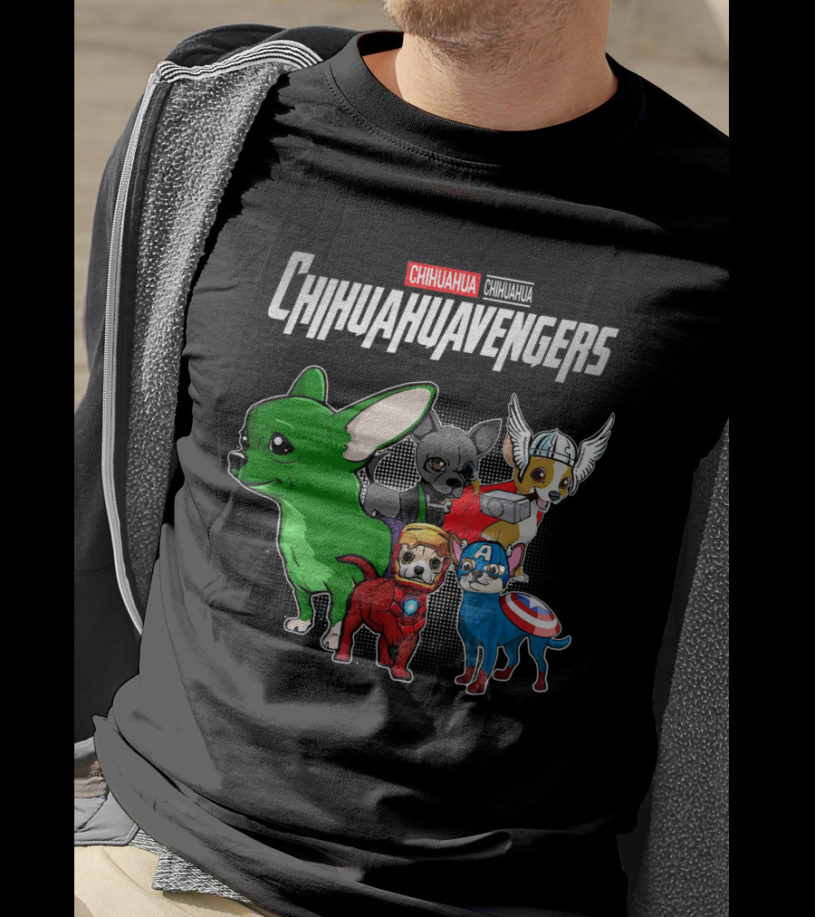 Chihuahuavengers Chihuahua Dog Superhero Group Comic T-Shirt