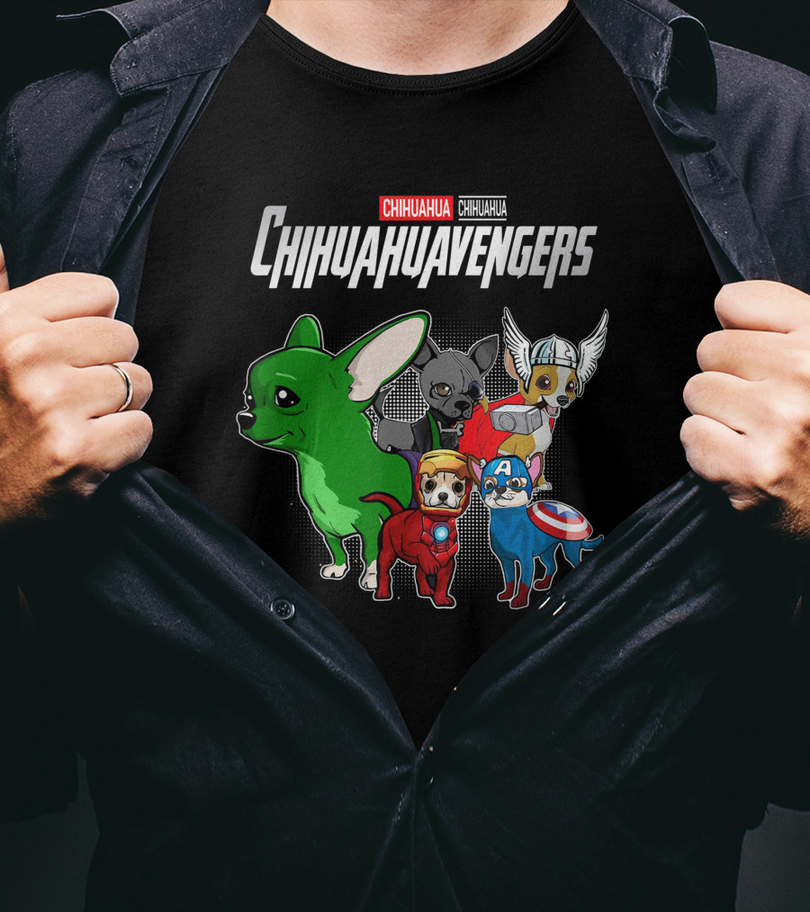 Chihuahuavengers Chihuahua Dog Superhero Group Comic T-Shirt