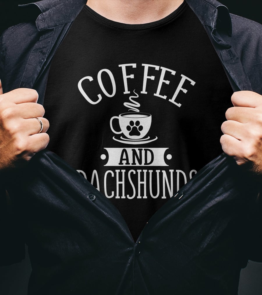 Coffee And Dachshunds Lover Paw Print Cup T-Shirt