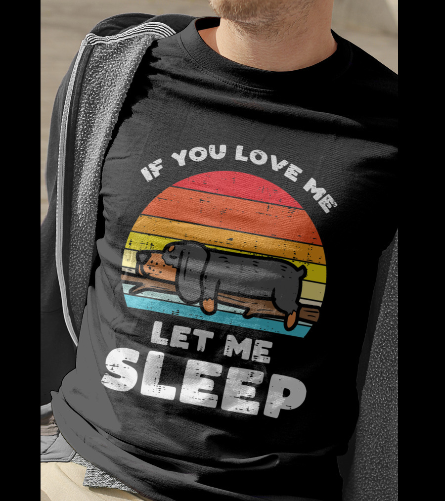 If You Love Me Let Me Sleep Dachshund Weiner Dog Vintage Sunset T-Shirt