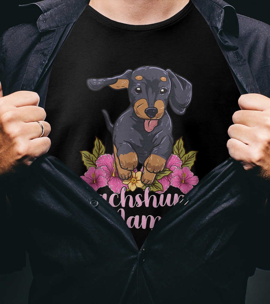 Dachshund Mama Mom Wiener Doxie Dachshund Lover Owner Floral T-Shirt