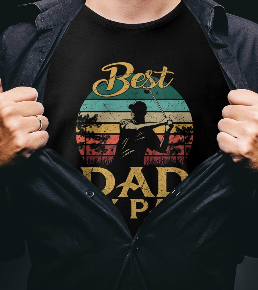 Best Dad By Par Vintage Golf Lover Golfer Retro T-Shirt