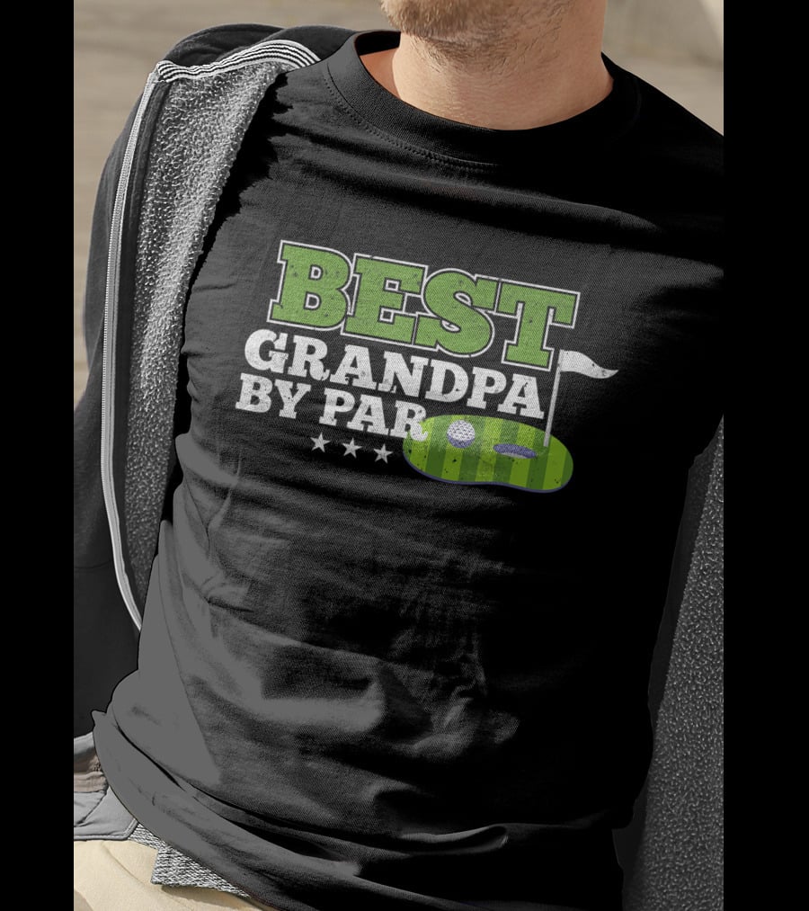 Best Grandpa By Par Golf Sports Lover Grandpa Golf Flag Stars T-Shirt