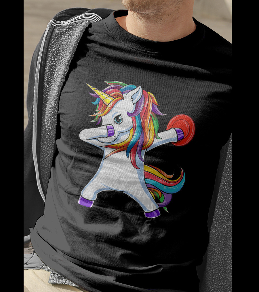Unicorn Dabbing With Rainbow Mane Playing Disc Golf T-Shirt
