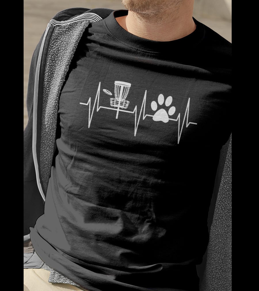 Disc Golf Heartbeat Funny Dog Lover Disc Golfer T-Shirt
