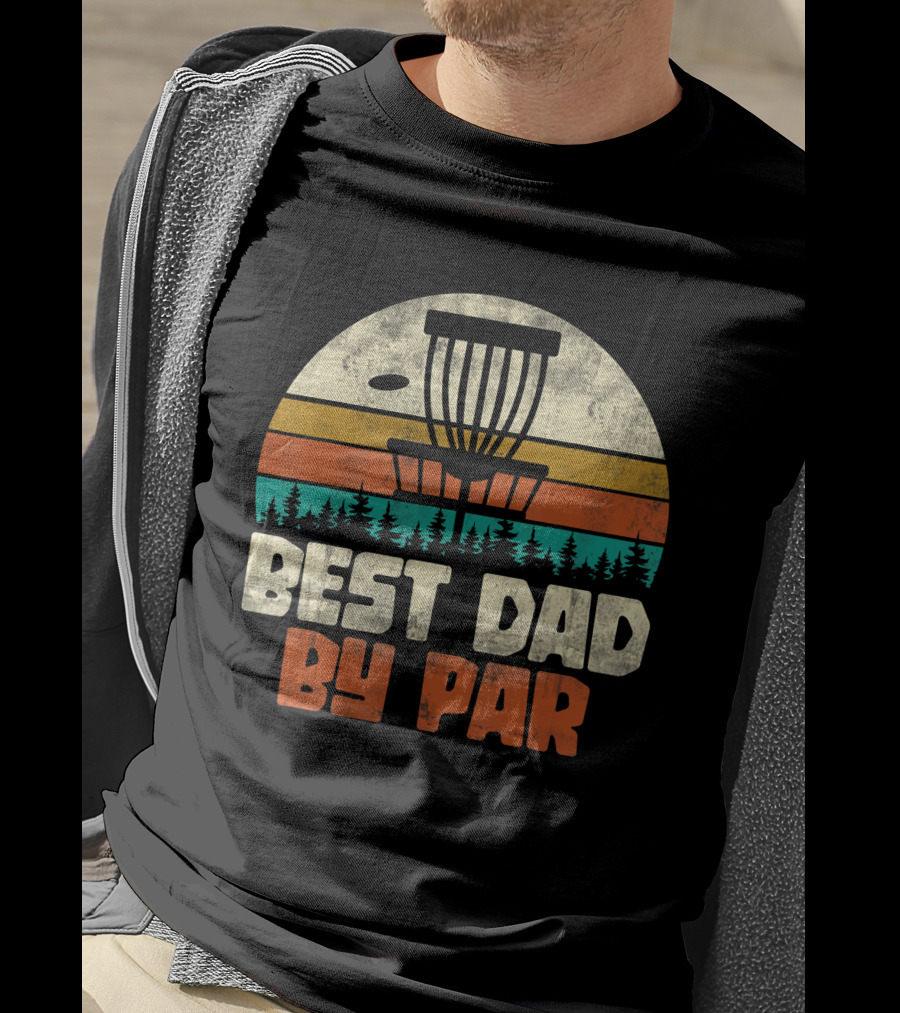 Best Dad By Par Vintage Disc Golf Forest Scene T-Shirt