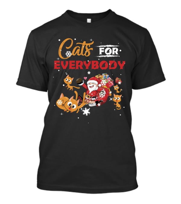 Cats For Everybody Christmas Santa With Cute Cat Lover T-Shirt