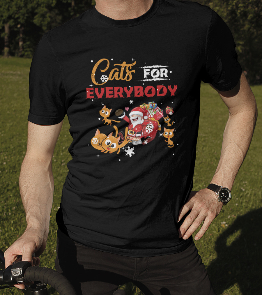 Cats For Everybody Christmas Santa With Cute Cat Lover T-Shirt
