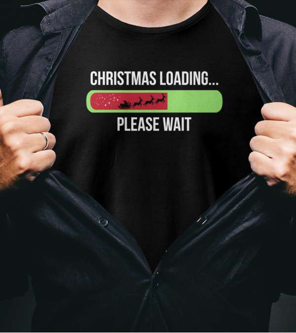 Christmas Loading Please Wait Santa Sleigh T-Shirt