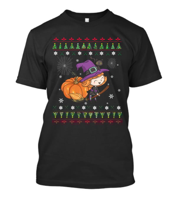 Cute Witch And Pumpkin Halloween Ugly T-Shirt