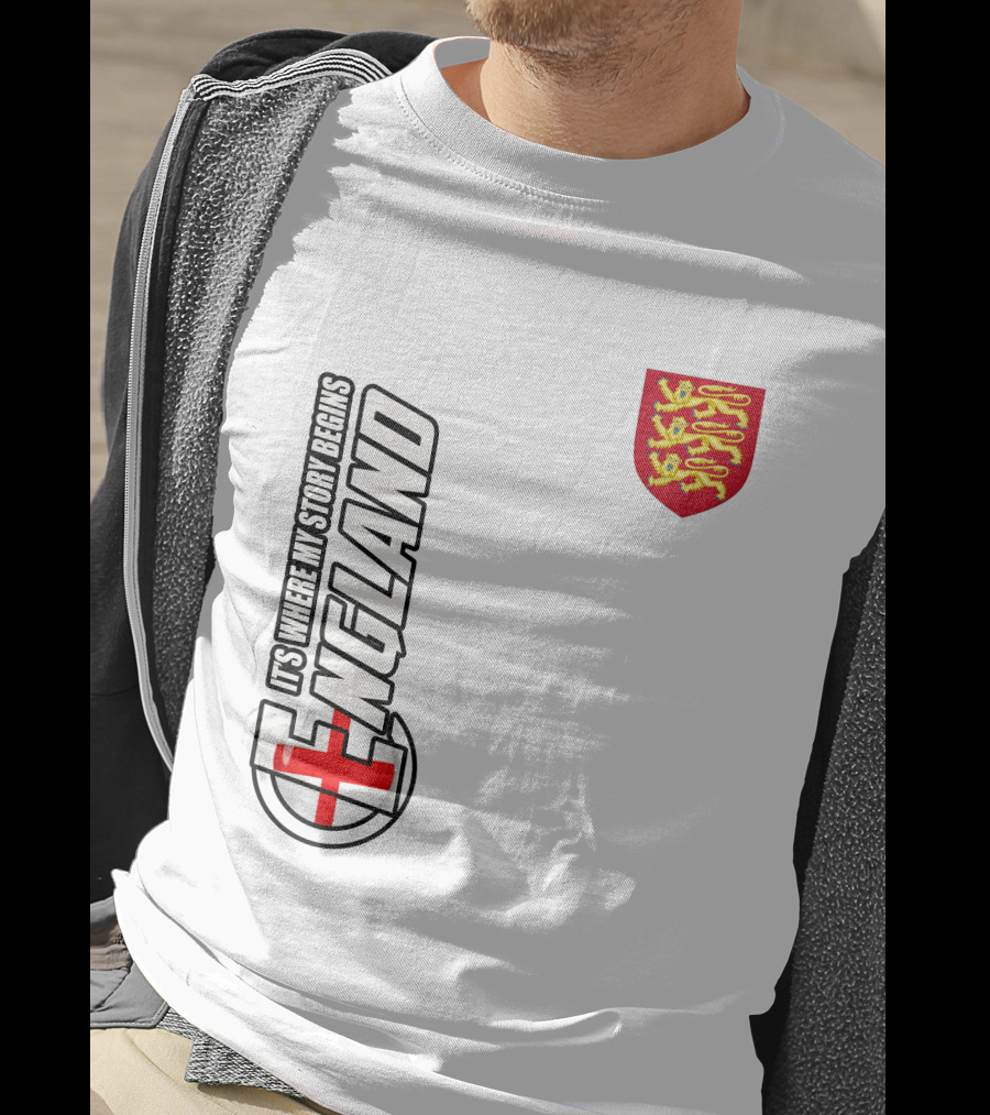 England It's Where My Story Begins Three Lions Crest T-Shirt