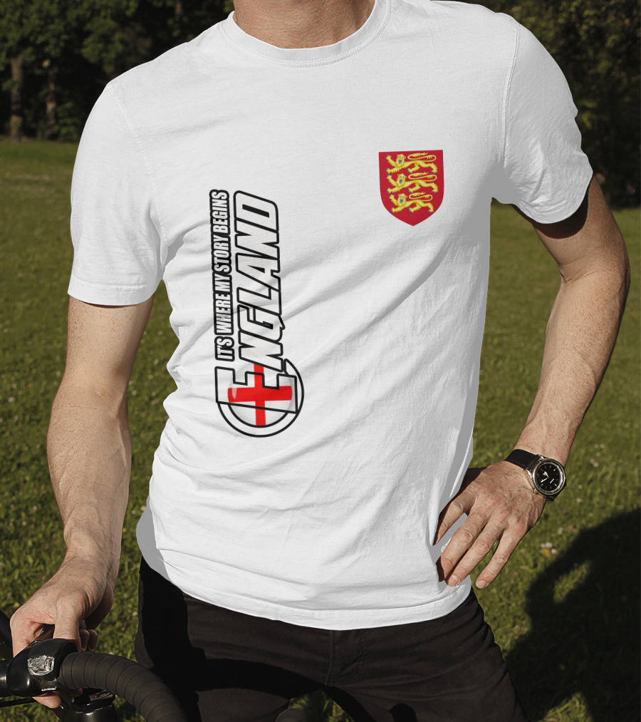 England It's Where My Story Begins Three Lions Crest T-Shirt