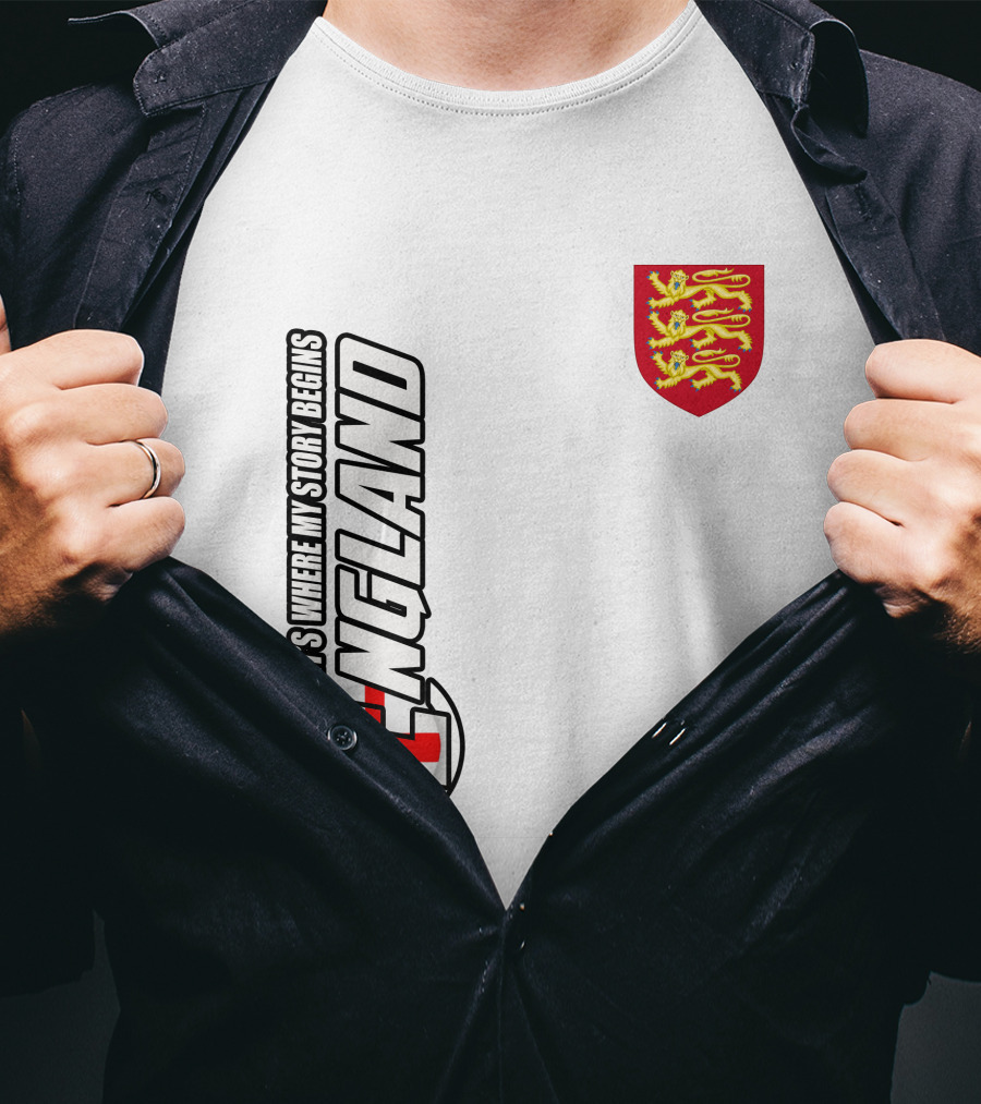 England It's Where My Story Begins Three Lions Crest T-Shirt