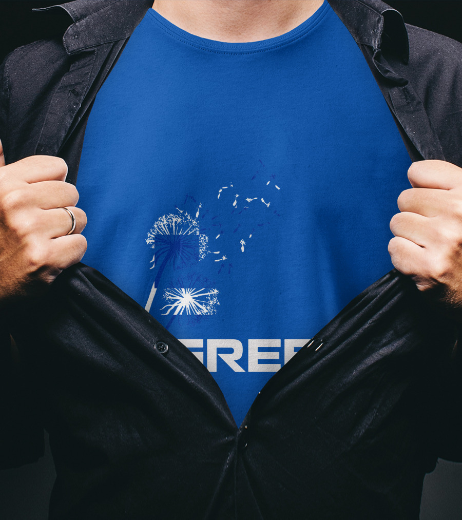 GREEK ROOTS Dandelion Blossom Blue Background T-Shirt