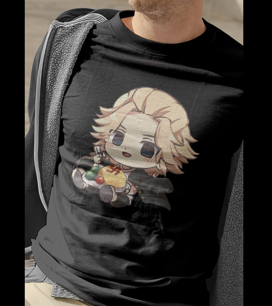 Mikey Holding Omurice Dish Tokyo Revengers Chibi Character T-Shirt