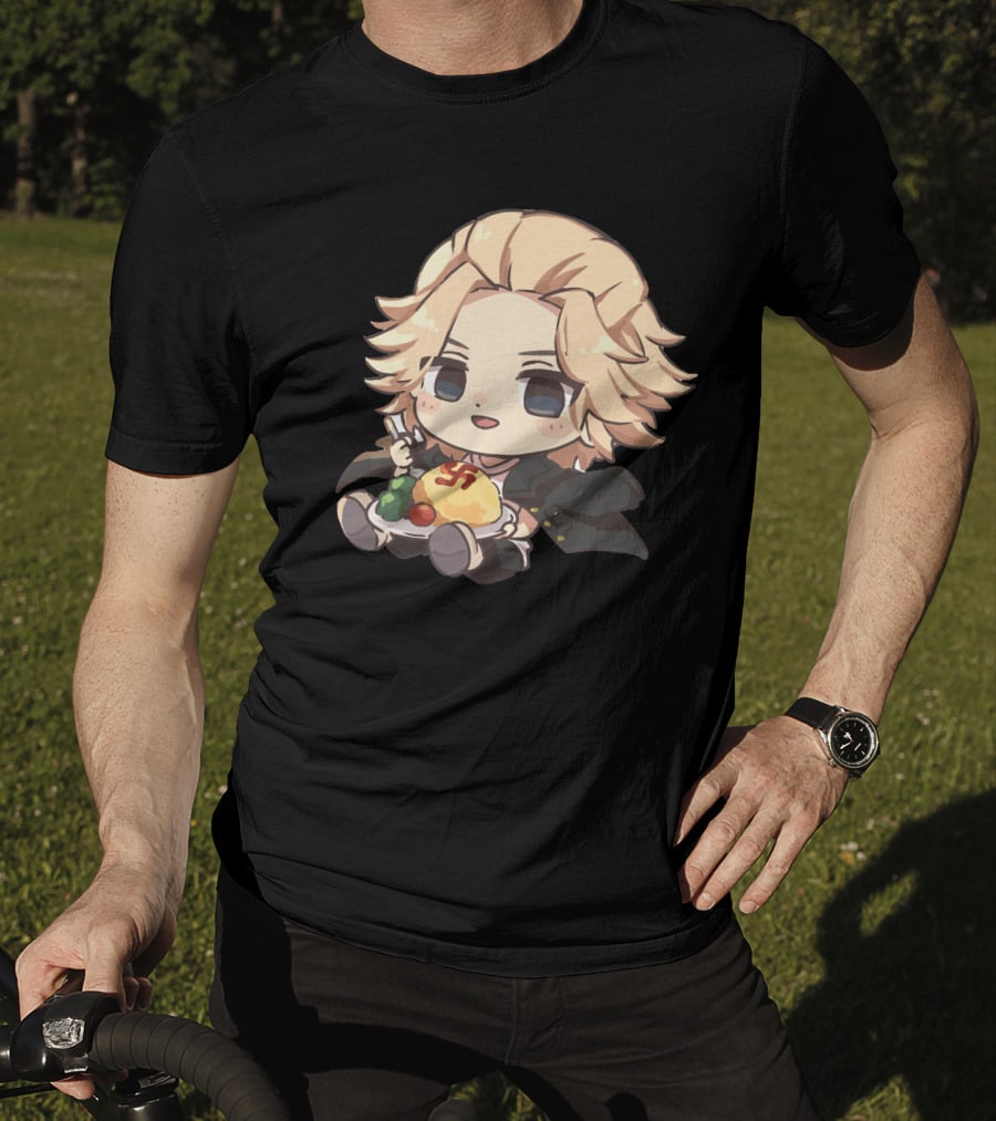 Mikey Holding Omurice Dish Tokyo Revengers Chibi Character T-Shirt